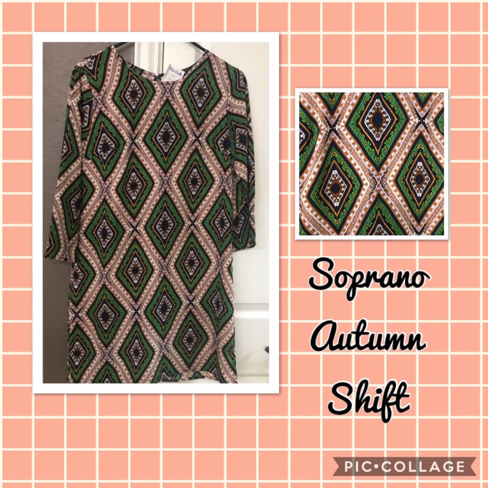 SOPRANO Dress Tunic Shift NEW Sz M Medium Fall Lite Business Casual Green Tan
